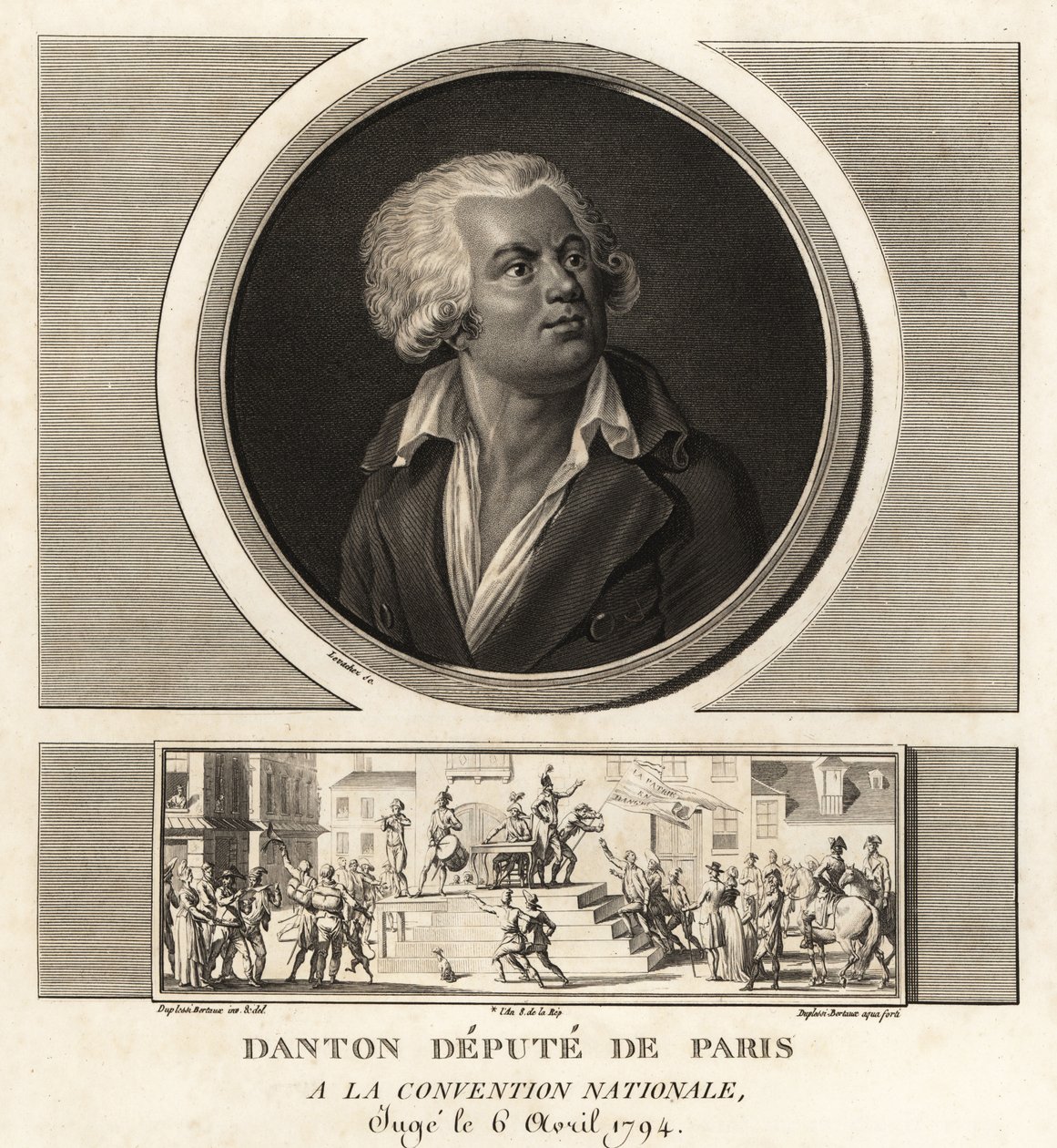 Georges Danton, stedfortræder for Paris ved nationalkonventet, henrettet 1794 af Unbekannt