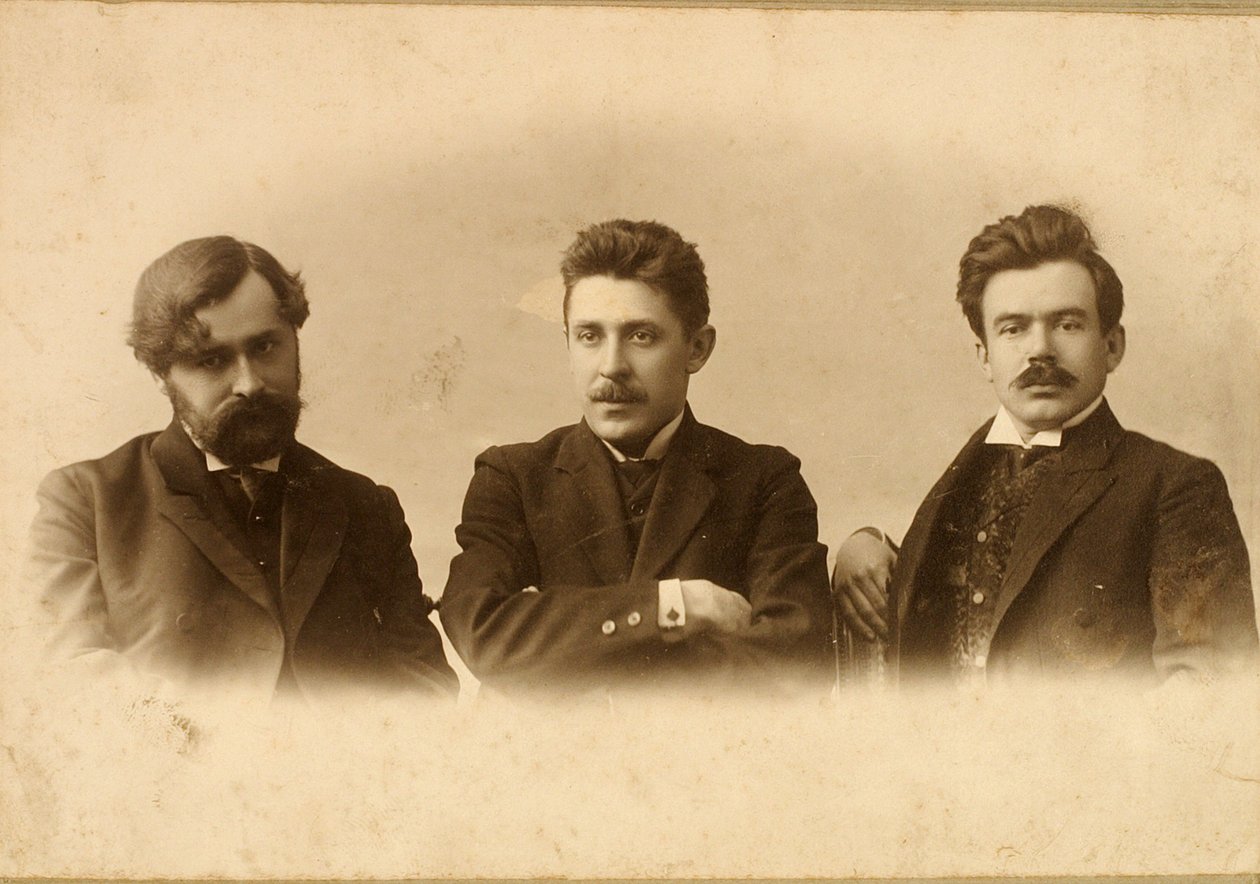 Georgy Chulkov, Vasili Milioti og Genrich Tasteven, russiske forfattere, 1900-tallet af Unbekannt