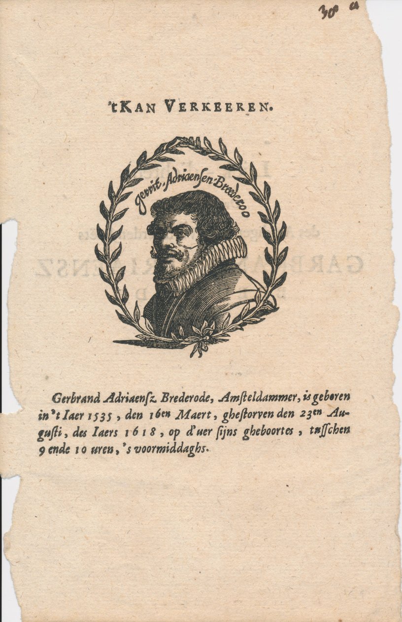 Gerbrand Adriaensz. Bredero 1585-1618 af Unbekannt
