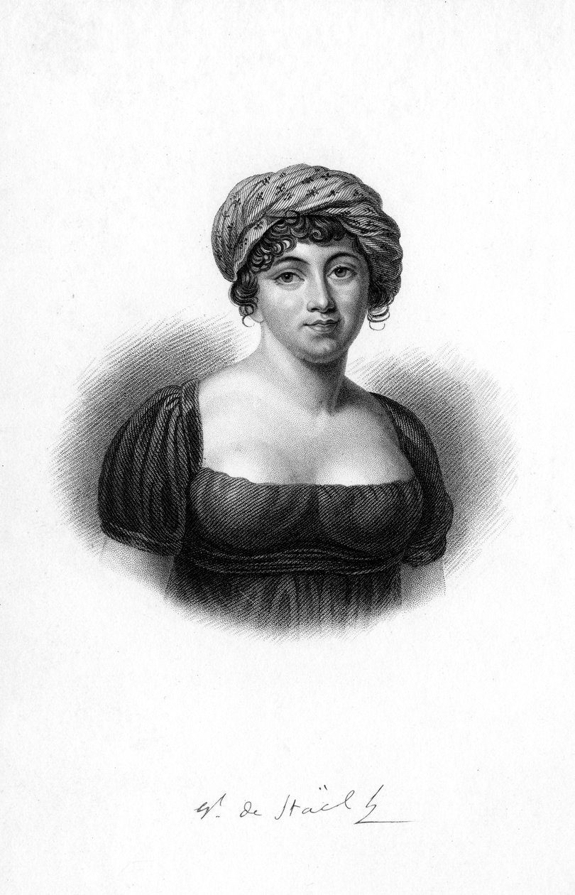 Germaine de Stael, fransk forfatter, romanforfatter og politisk propagandist født i Paris, 1843 af Unbekannt