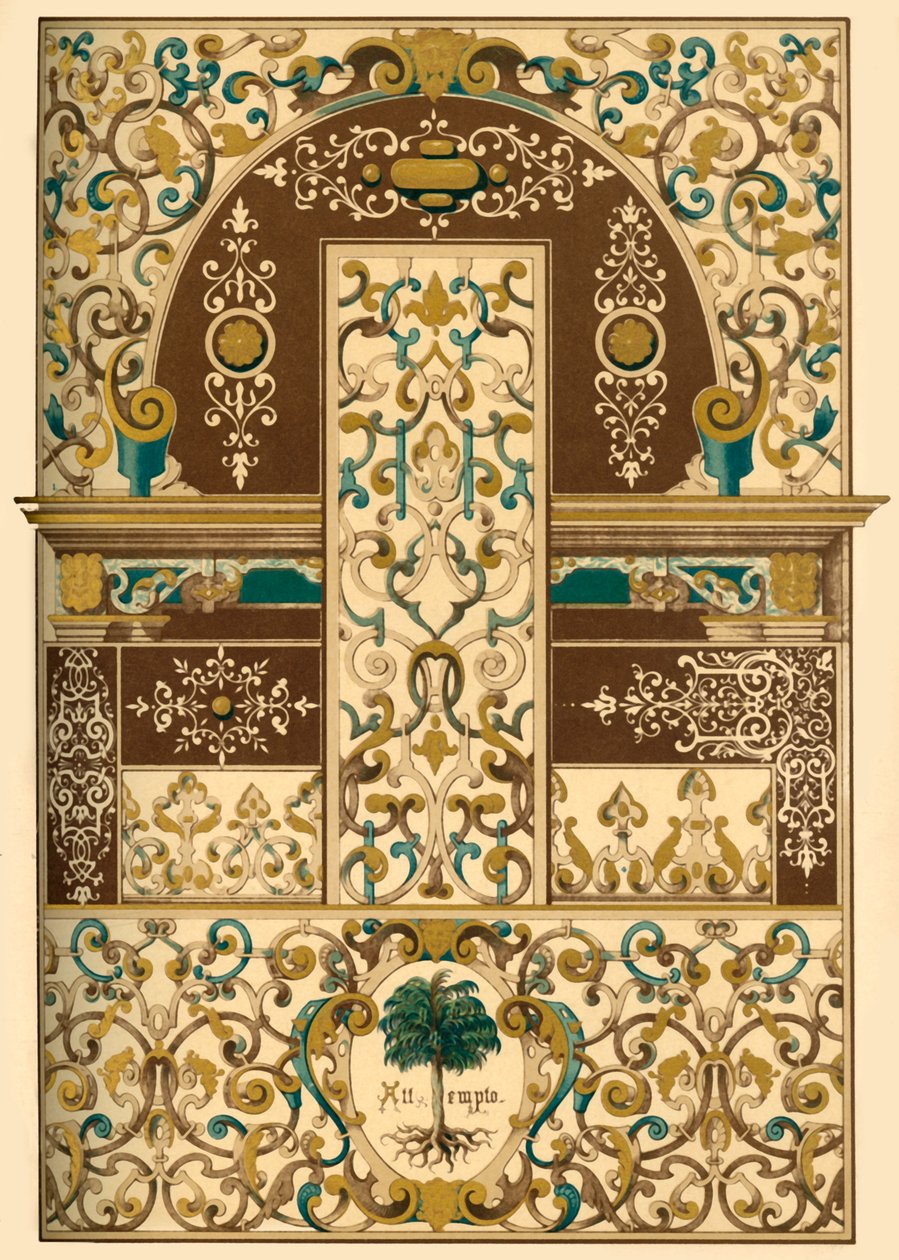 Tysk renæssance loft- og vægmaleri, 1898. af Unbekannt
