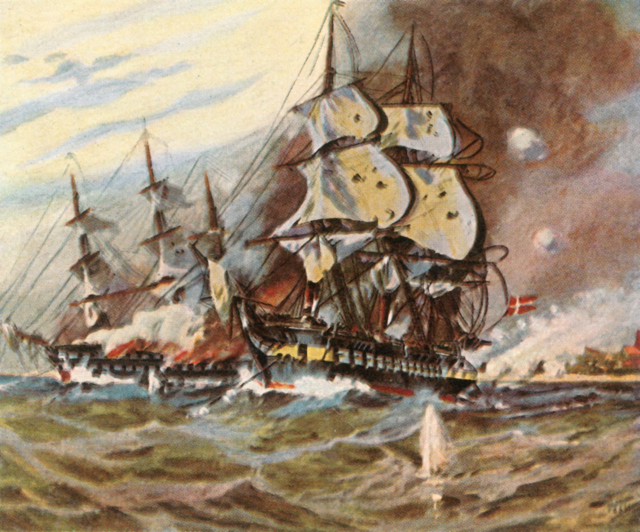 Tysk batteriangreb fra stranden ved Eckernförde, 5. april 1849, 1936. af Unbekannt