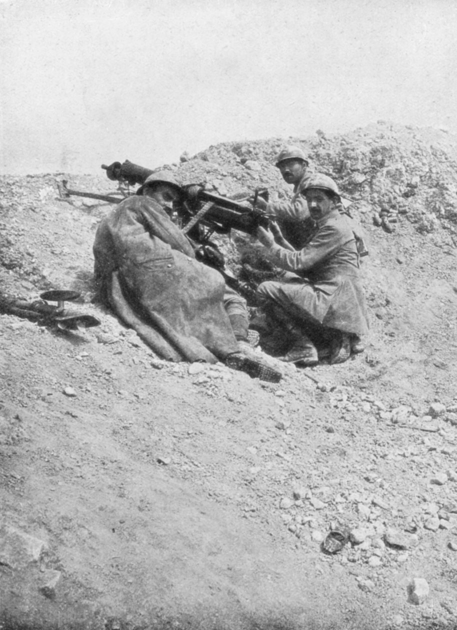 Tysk maskingevær blev brugt mod fjenden, Verdun, Frankrig, 1917 af Unbekannt