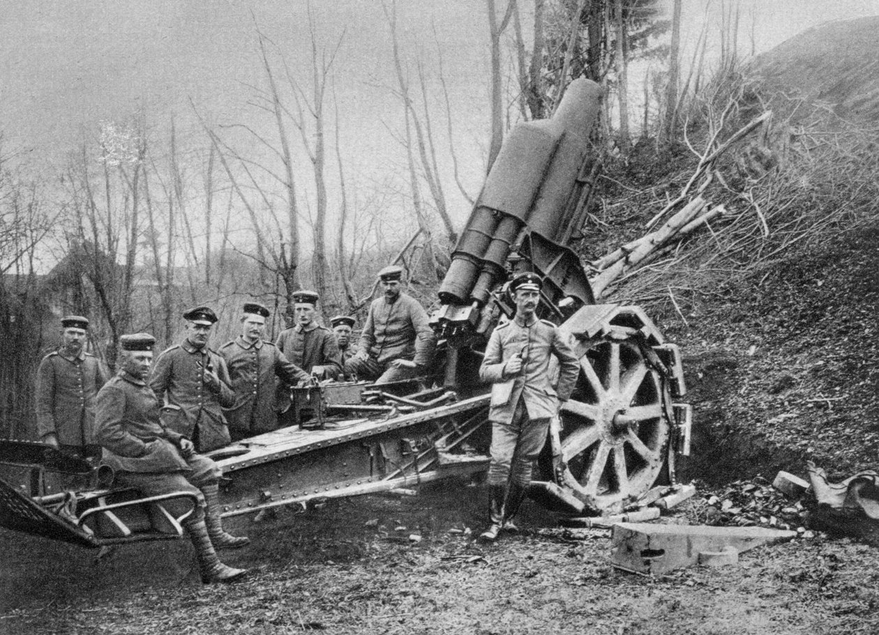 Tysk morter ved fronten, Predeal, Rumænien, Første Verdenskrig, 1916 af Unbekannt