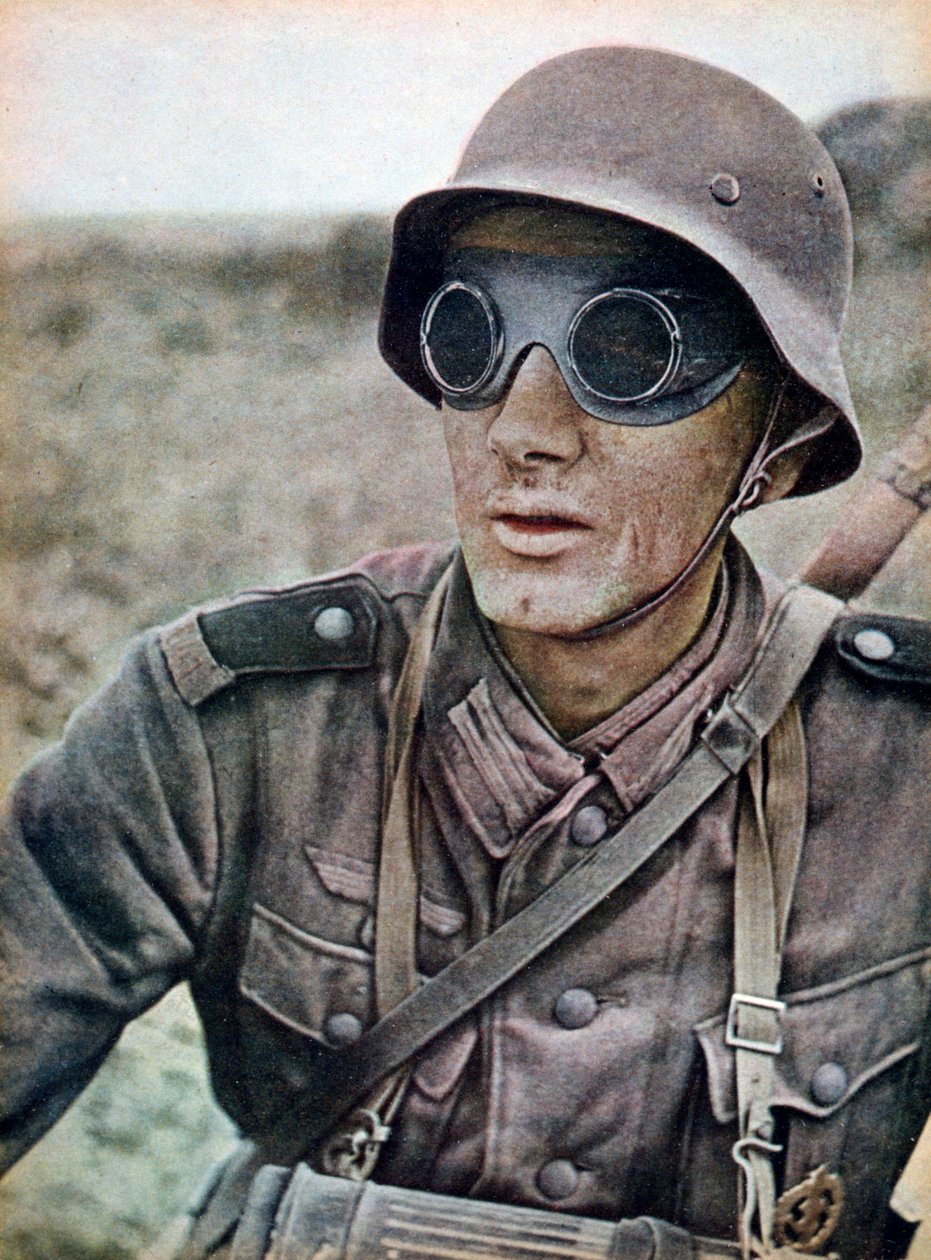 Tysk motorcykelsoldat på vej mod øst, Rusland, 1942 af Unbekannt