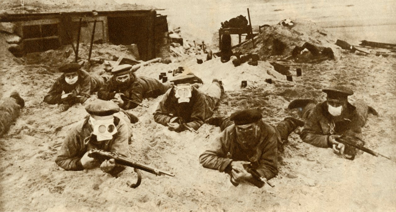 Tyske flådetropper iført åndedrætsværn, Første Verdenskrig, 1915, 1935. af Unbekannt