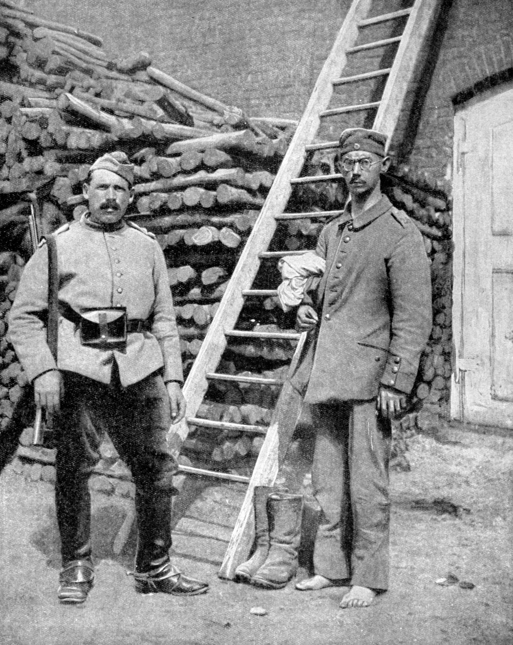 Tysk krigsfange og vagt, Første Verdenskrig, 1915 af Unbekannt