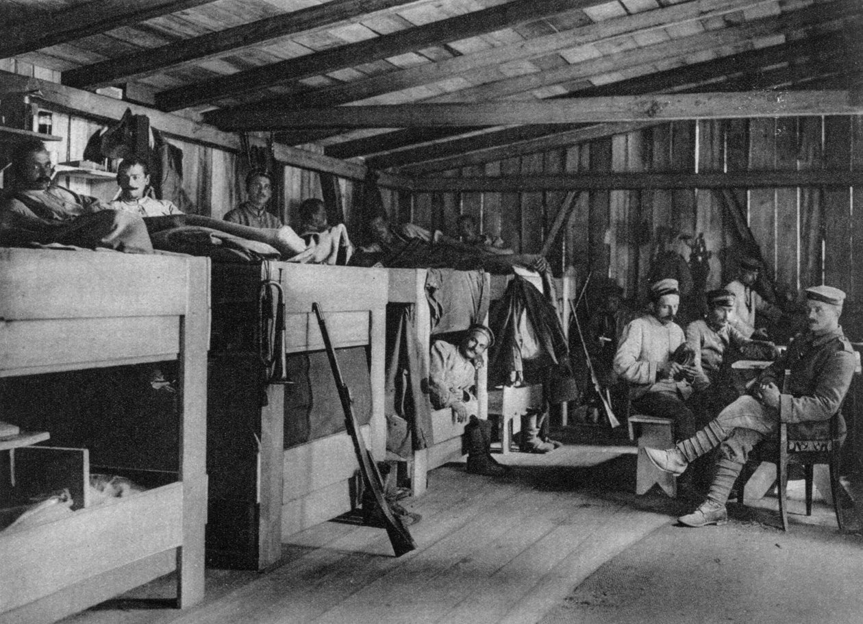 Tyske soldater i et reduit-ly, Vosges, Frankrig, Første Verdenskrig, 1916 af Unbekannt