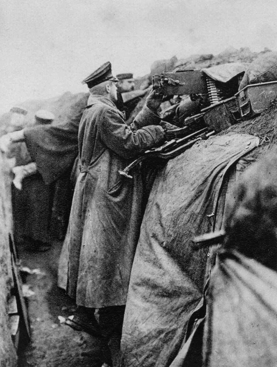 Tyske soldater i en skyttegrav, Første Verdenskrig, 1915 af Unbekannt