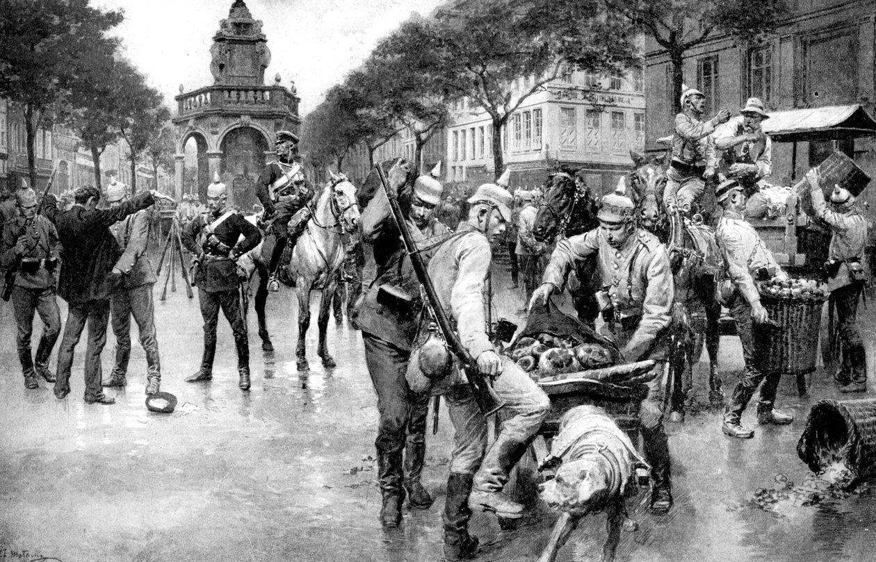 Tyske tropper besatte byen Liège i Belgien, Første Verdenskrig, 1914 af Unbekannt