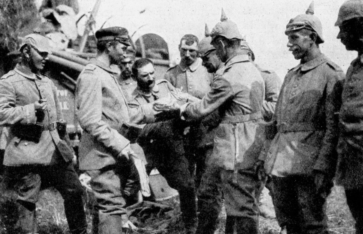 Tyske tropper stopper for middagsrationer på vej til Bruxelles, Første Verdenskrig, 1914 af Unbekannt