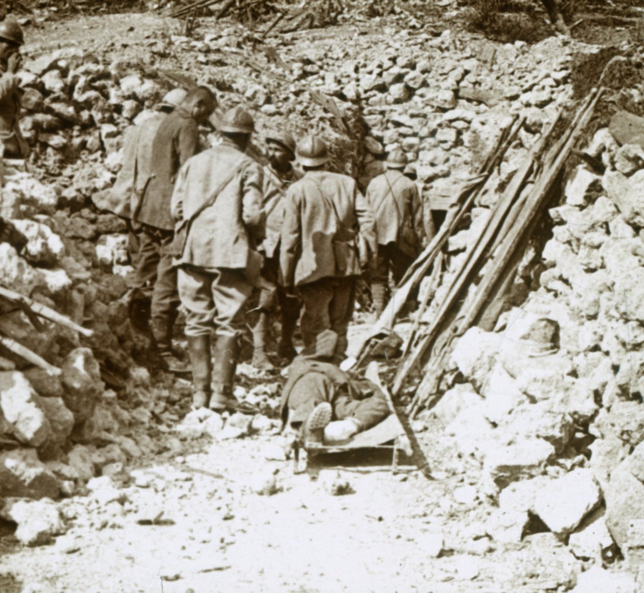 Tyske sårede, Thiaumont, Verdun, Nordfrankrig, c1914-c1918 af Unbekannt