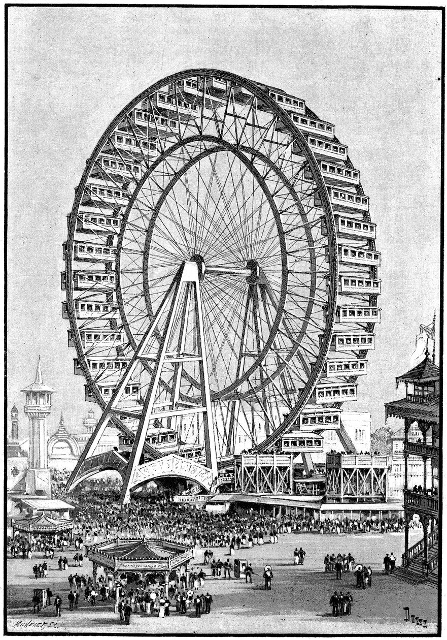 Kæmpe pariserhjul, international udstilling, Chicago, 1893 af Unbekannt