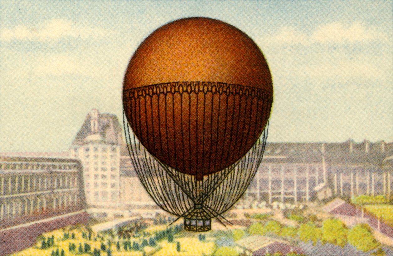 Giffards balloon exhibited at the Paris Worlds Fair, 1878, 1932.  af Unbekannt
