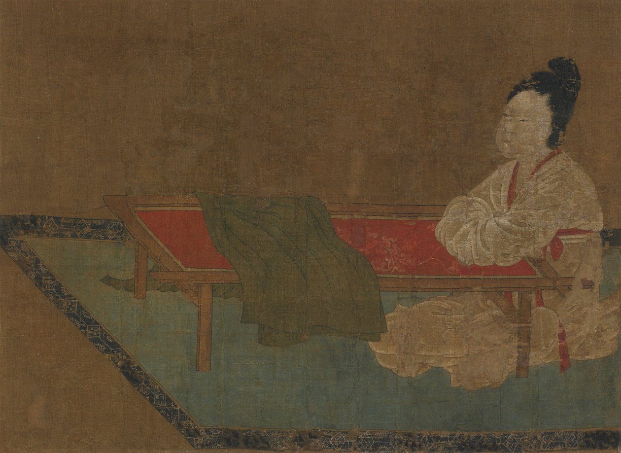Pige siddende ved en broderiramme, Ming-dynastiet, 1400-tallet. af Unbekannt