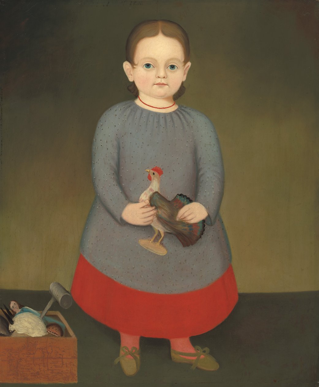 Pige med legetøjshane, ca. 1840. af Unbekannt