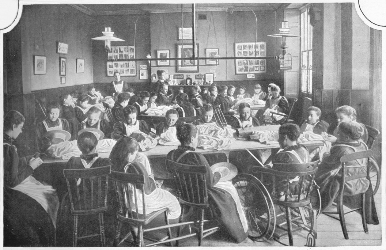 Piger ved håndarbejde, Halliwick School For Girls, Marylebone Road, London, c1903 1903 af Unbekannt