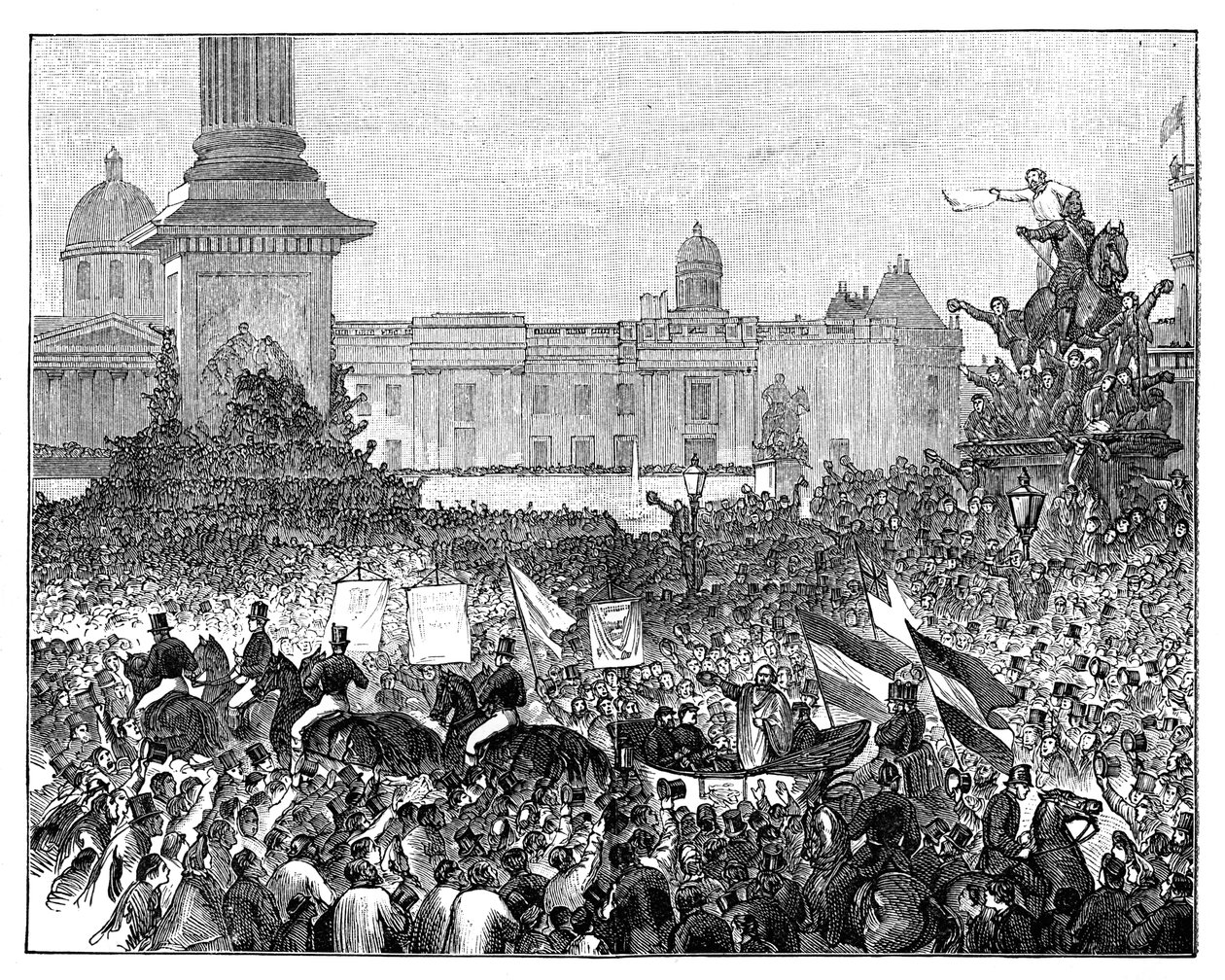 Giuseppe Garibaldis reception på Trafalgar Square, London, 1864 af Unbekannt