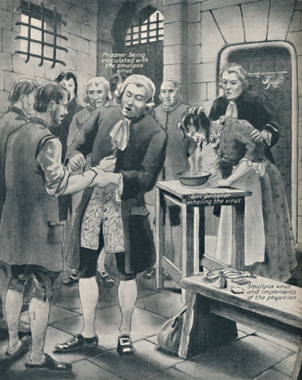 Giving Prisoners the Waterpox in Gaol, slutningen af det 18. århundrede, c1934 af Unbekannt