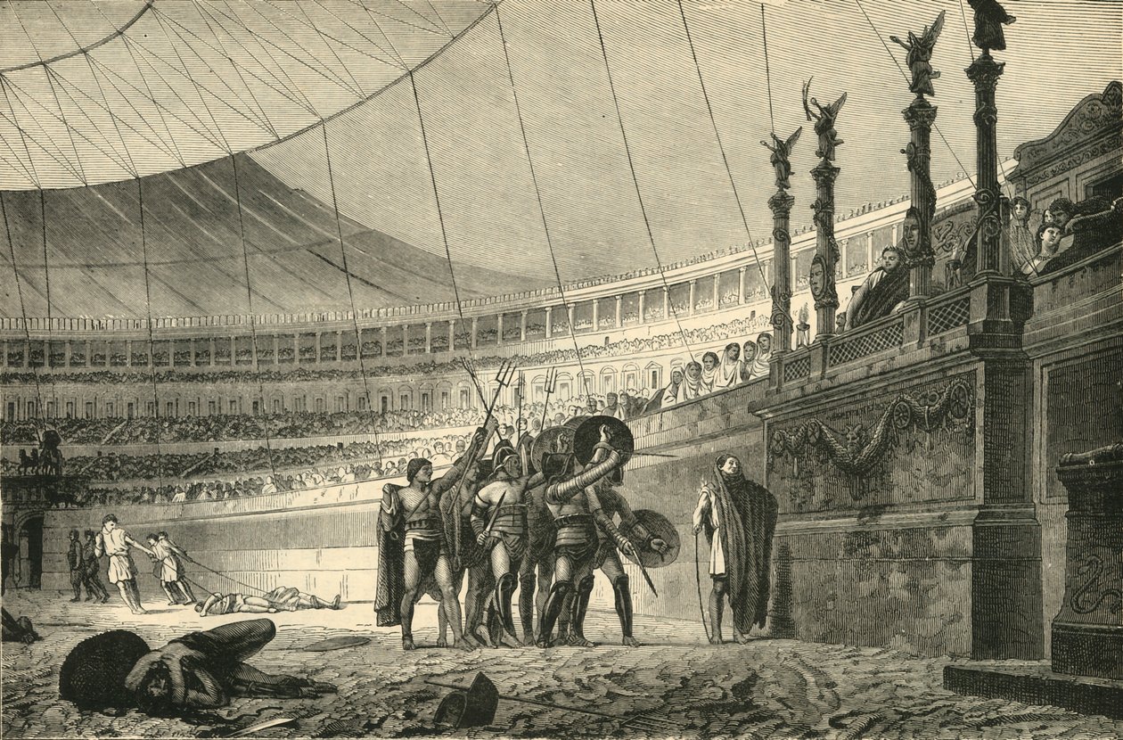 Gladiatorer, der hylder kejseren, før de sluttede sig til kamp, 1890. af Unbekannt