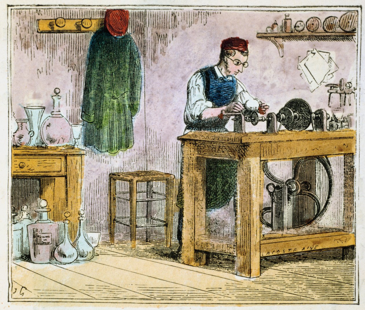 Glasskærer dekoration af bordservice på et carborundumhjul, 1867 af Unbekannt