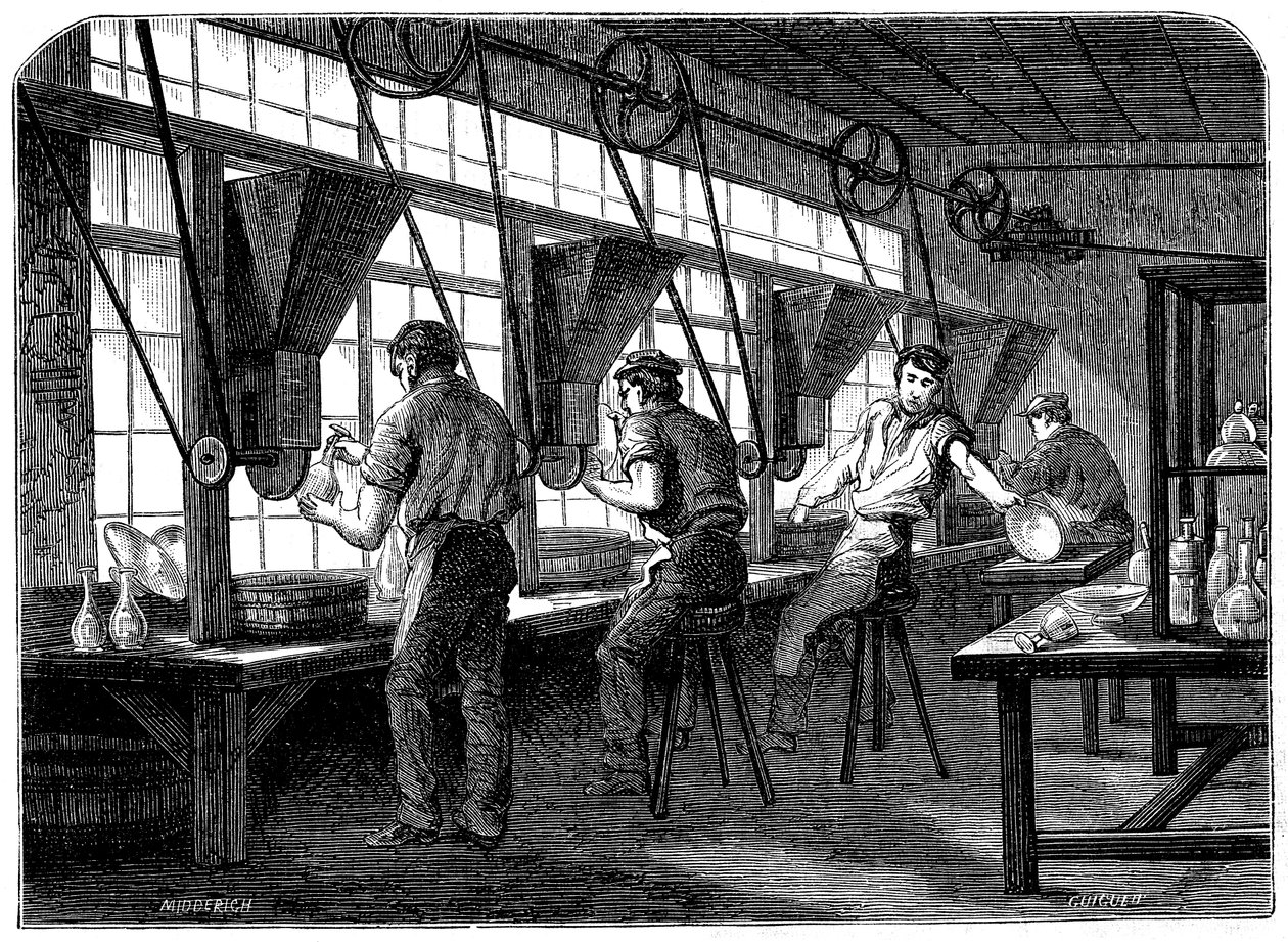 Glasskærere ved deres hjul, c1870 af Unbekannt