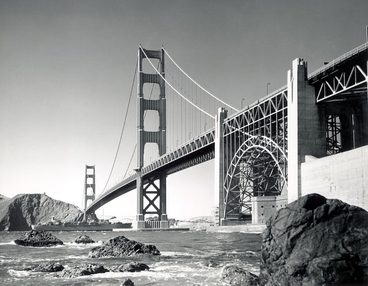 Golden Gate Bridge 1950, Californien (s/h-billede) af Unbekannt