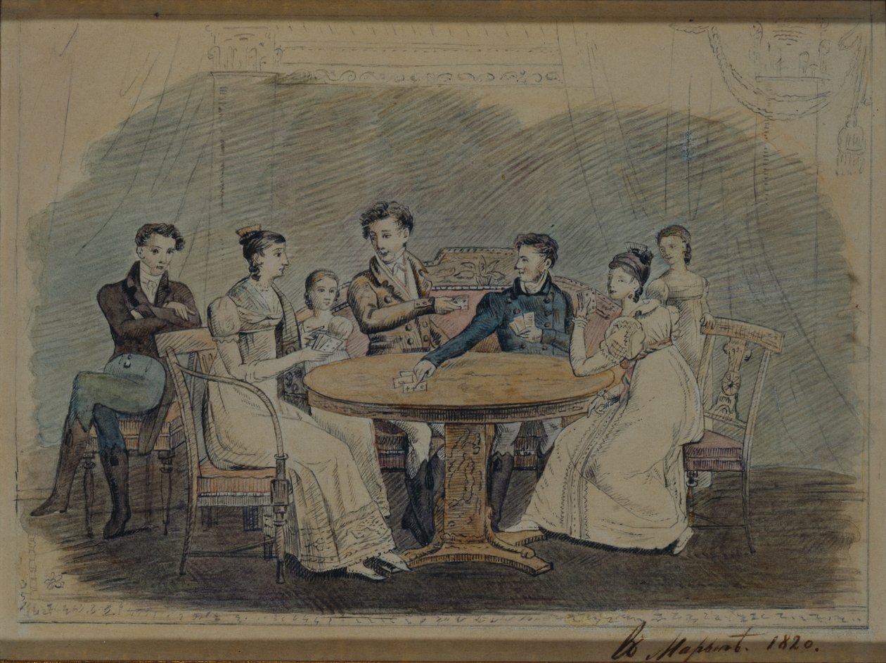 Golitsyn-familien ved bordet, 1820 af Unbekannt
