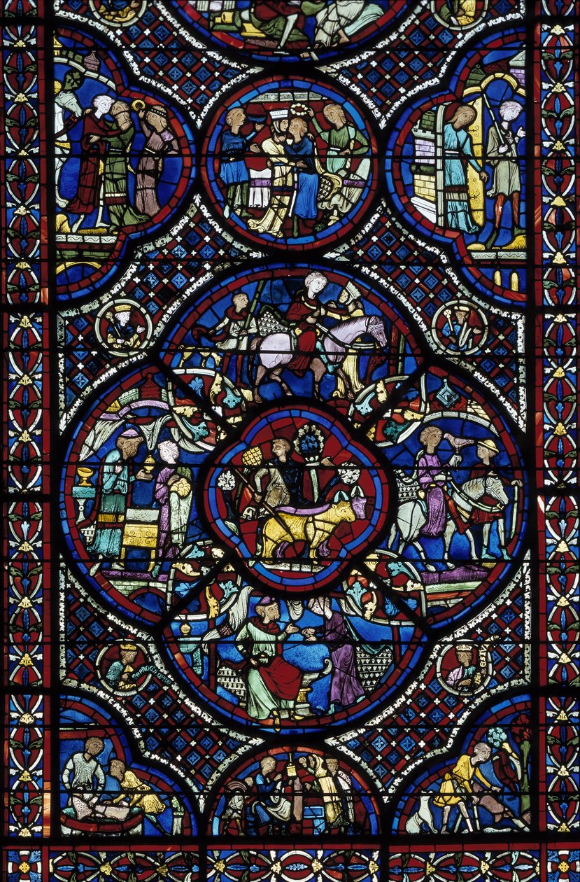 Gotisk kunst: vidunderbarnets liv. Glasmaleri fra ambulatoriet i Cathedrale Saint Etienne de Bourges (Loir et Cher) af Unbekannt