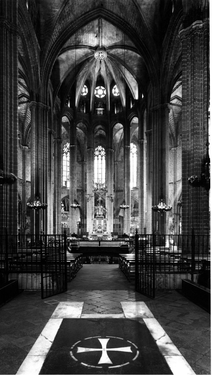 Gotisk kunst: Udsigt til koret i katedralen i Saint Eulalia. 1298. Barcelona, Spanien af Unbekannt
