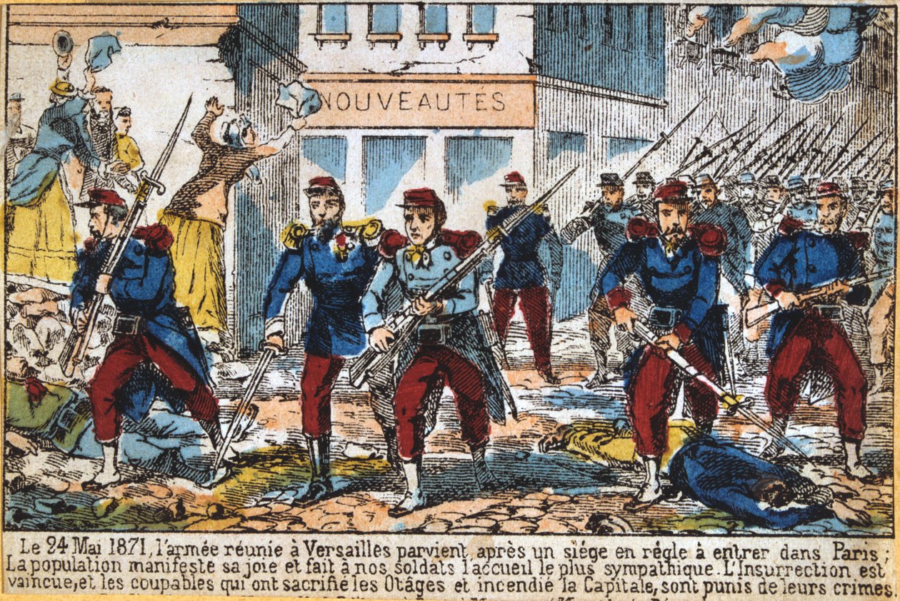 Regeringssoldater rykkede frem til Paris for at undertrykke kommunen, 24. maj 1871 af Unbekannt