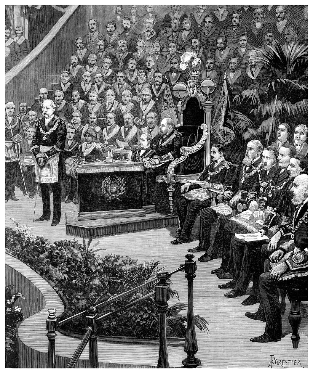 Stor frimurersammenkomst, 1887 af Unbekannt