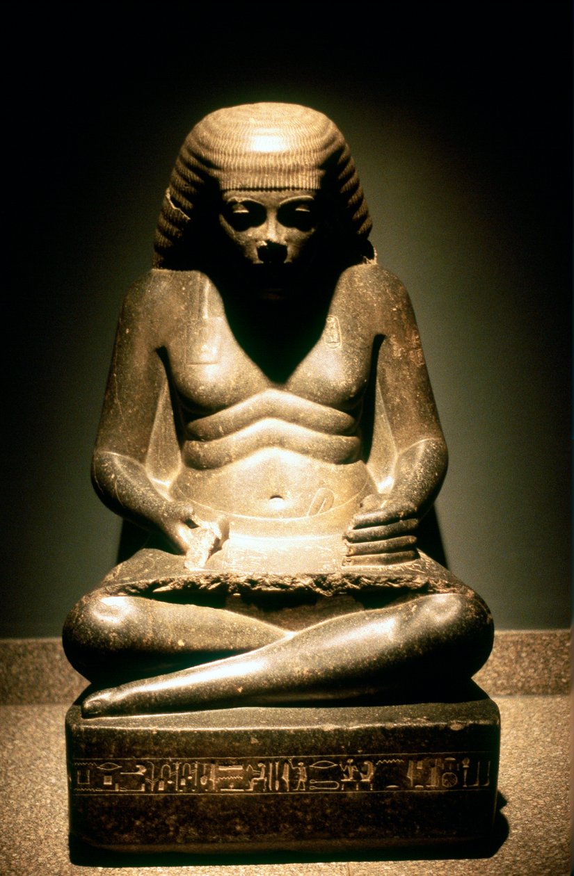 Granitstatue af en siddende oldægyptisk skriver, fra Karnak, 1718. dynasti, c1500 f.Kr. af Unbekannt