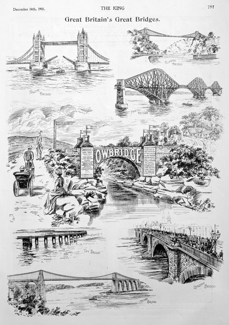 Storbritanniens største broer, annonce for Owbridge Lung Tonic, 1901 af Unbekannt
