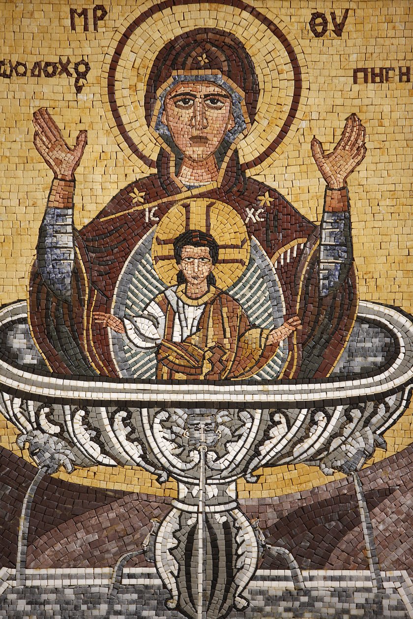 Græsk-ortodoks ikon, der skildrer Maria som en brønd i livet i St. Georges ortodokse kirke, Madaba, Madaba, Jordanie af Unbekannt