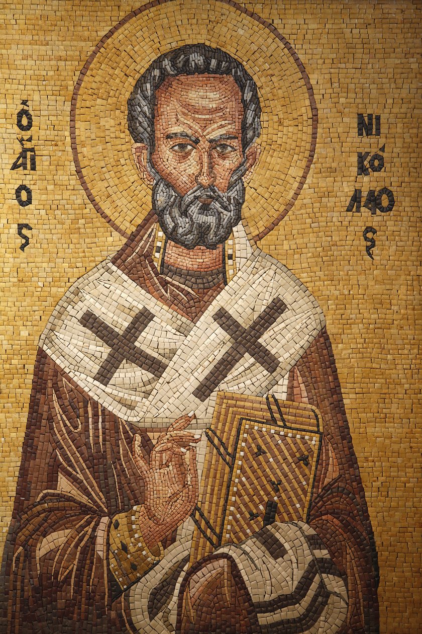 Græsk-ortodoks ikon, der forestiller Sankt Nikolaus i St. Georges ortodokse kirke, Madaba, Madaba, Jordanie af Unbekannt