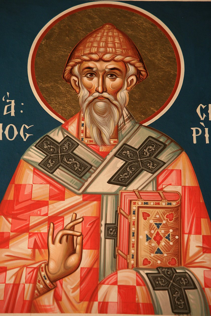 Græsk-ortodoks ikon, der forestiller Saint Spiridon Thessalonique, Grækenland af Unbekannt