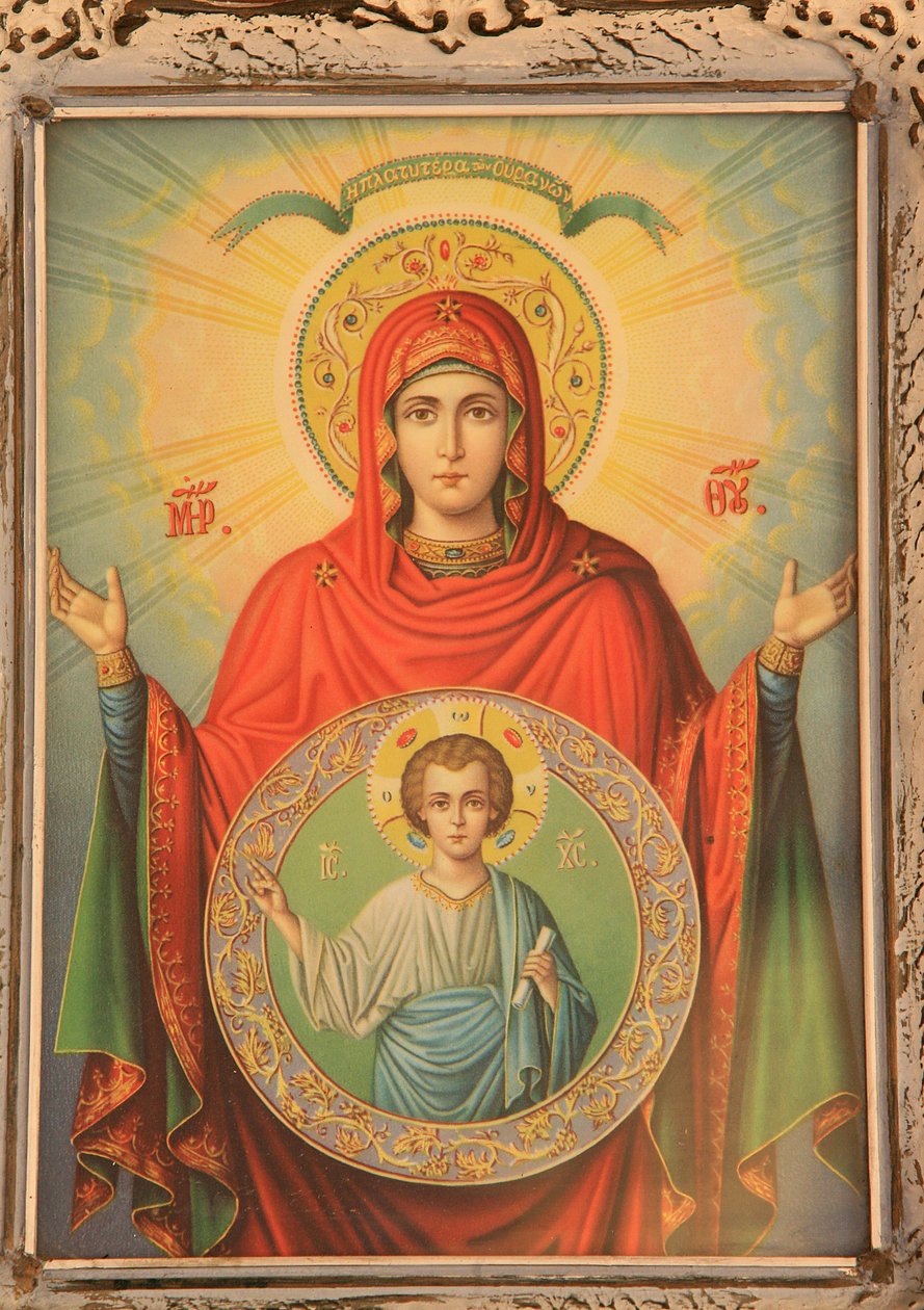 Græsk-ortodoks ikon, der forestiller Jomfruen og Kristus, Thessalonique, Grækenland af Unbekannt