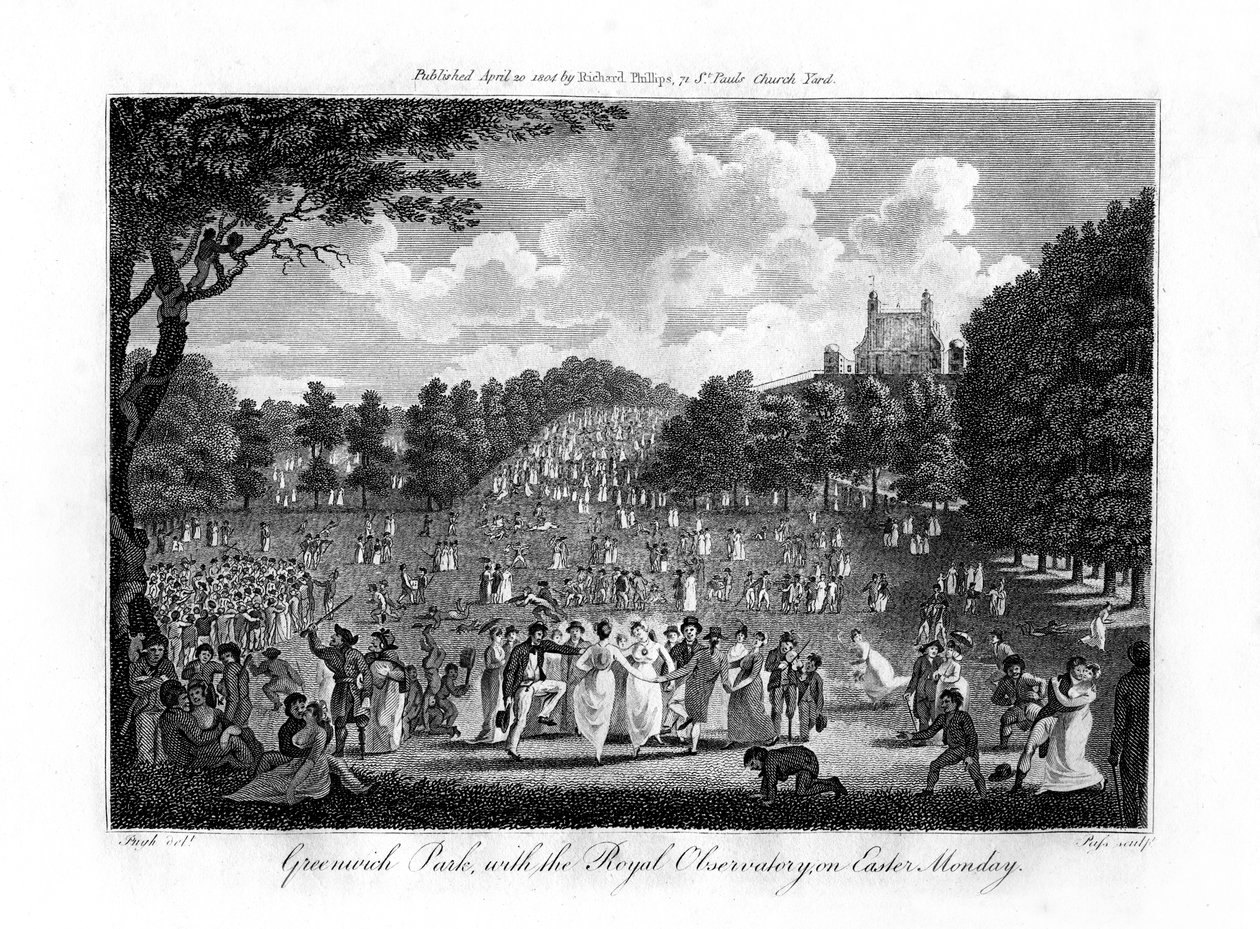 Greenwich Park, med Royal Observatory, påskedag, London, 1804 af Unbekannt