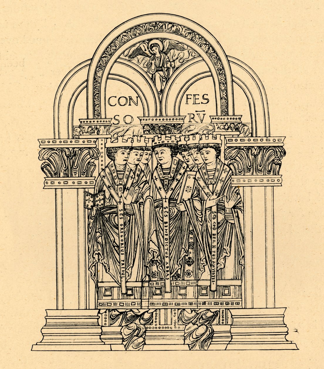 Gregory den Store, St. Benedict og St. Cuthbert, 1908 af Unbekannt