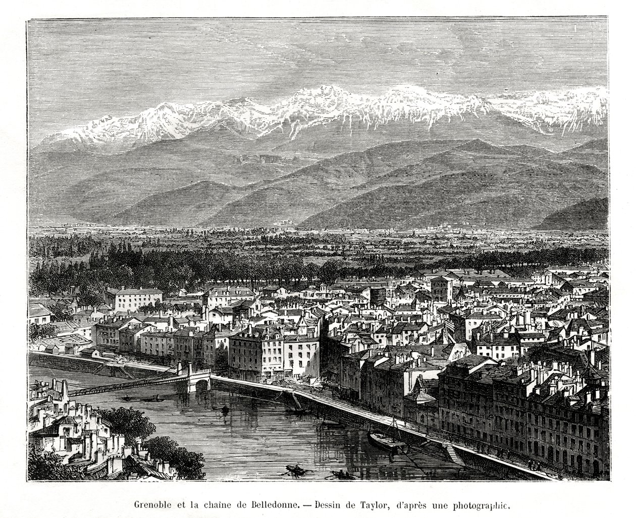 Grenoble fra Belledonne-området, Frankrig, 1886 af Unbekannt