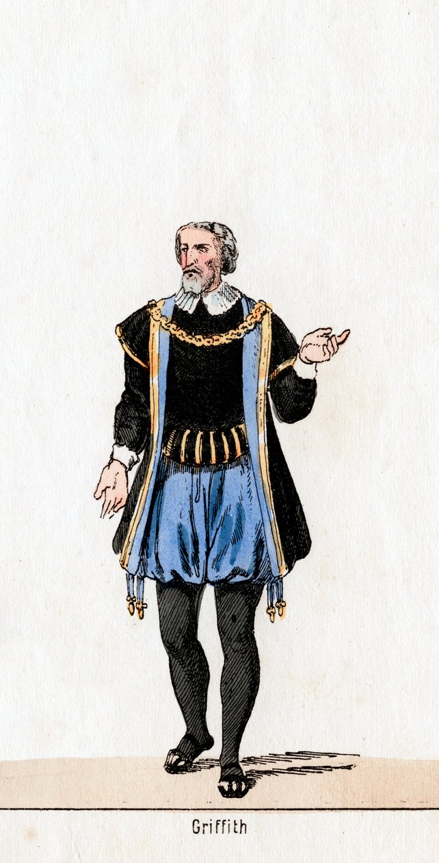 Griffith, kostumedesign til Shakespeares skuespil, Henry VIII, 1800-tallet af Unbekannt