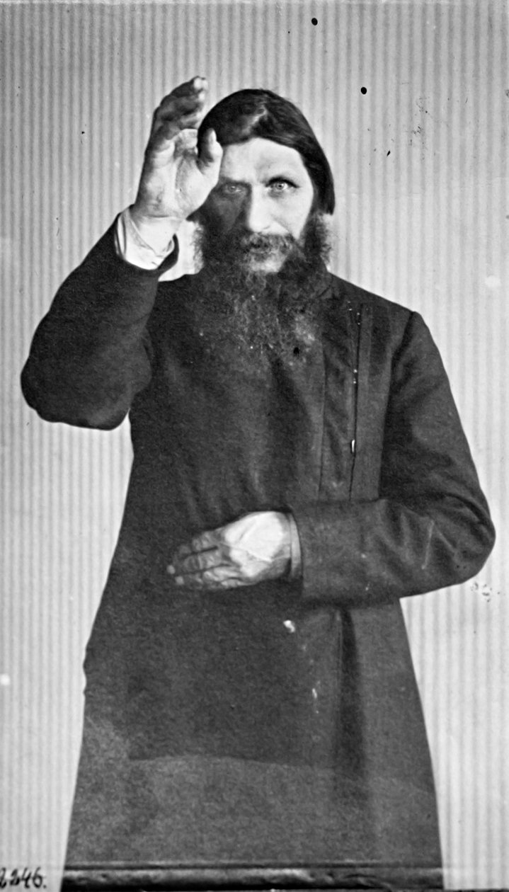 Grigori Yefimovich Rasputin, russisk mystiker og hellig mand, c1914-c1916. af Unbekannt