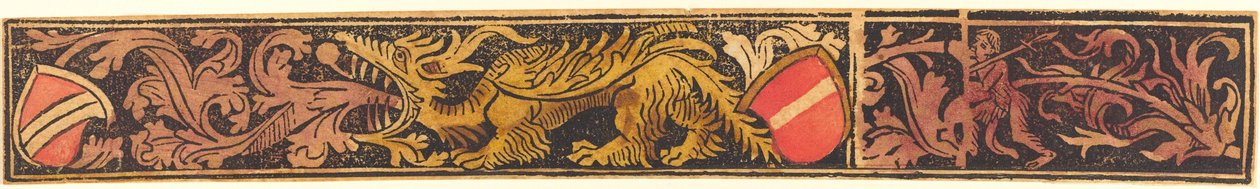 Grotesk stribe med drage, skjolde og vilde mænd, ca. 14751500. af Unbekannt