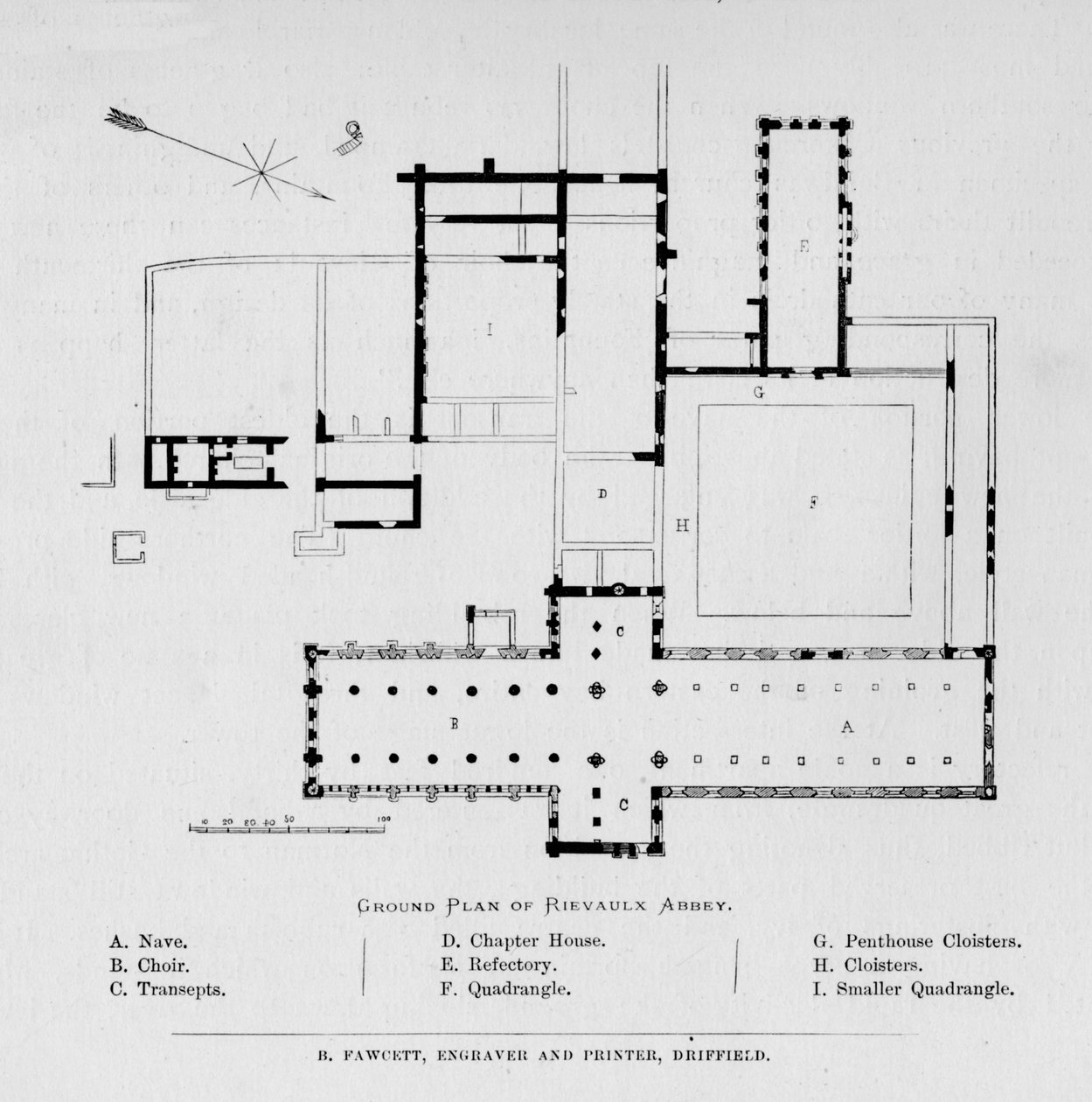 Grundplan for Rievaulx Abbey, 1897 af Unbekannt