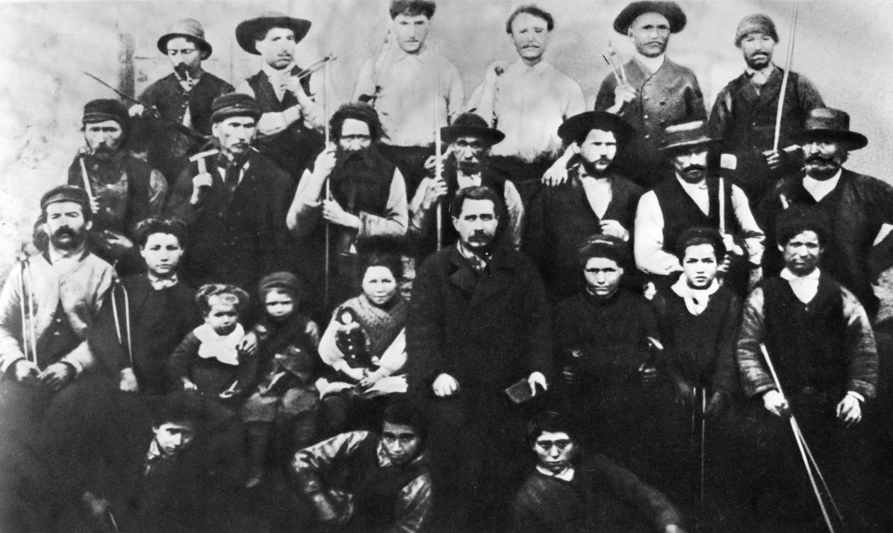 Gruppe af parisiske arbejdere, der deltager i kommunen, fotografi. Pariser Kommune 1871 af Unbekannt