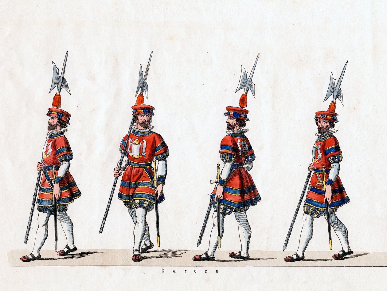 Vagt, kostumedesign til Shakespeares skuespil, Henry VIII, 1800-tallet af Unbekannt