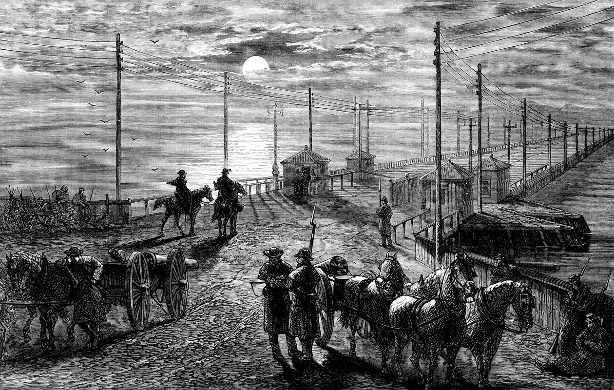 Bevogtning af en bro over Potomac, amerikansk borgerkrig, c1861 c1880 af Unbekannt