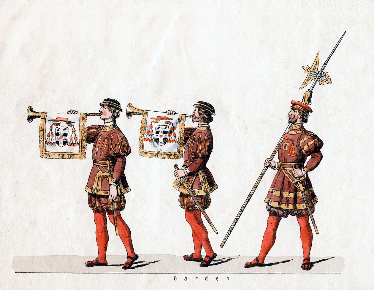 Vagter, kostumedesign til Shakespeares skuespil, Henry VIII, 1800-tallet af Unbekannt