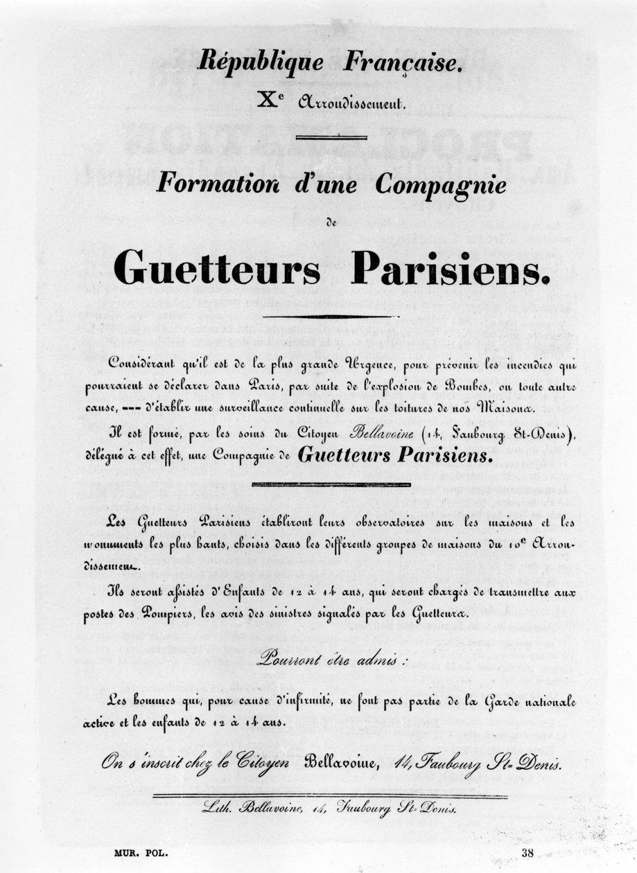 Guetteurs Parisiens, fra franske politiske plakater af Pariserkommunen, maj 1871 af Unbekannt